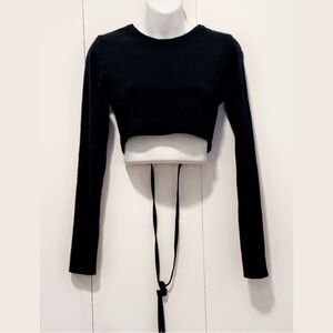 Chic Black Long Sleeve Crop Top